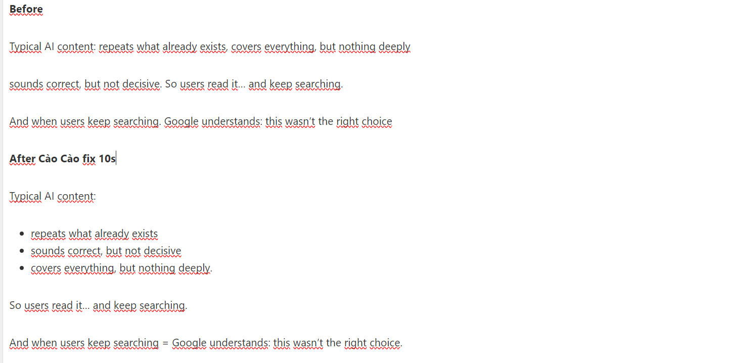 seo content vs ai content before and after clarity improvement